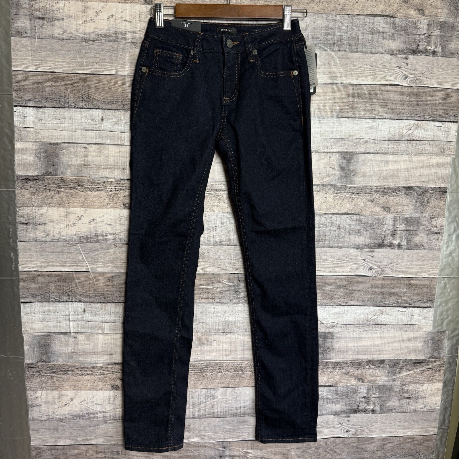 Miss Me Dark Blue Straight Leg Jeans Sz 24 D1001T87 NWT