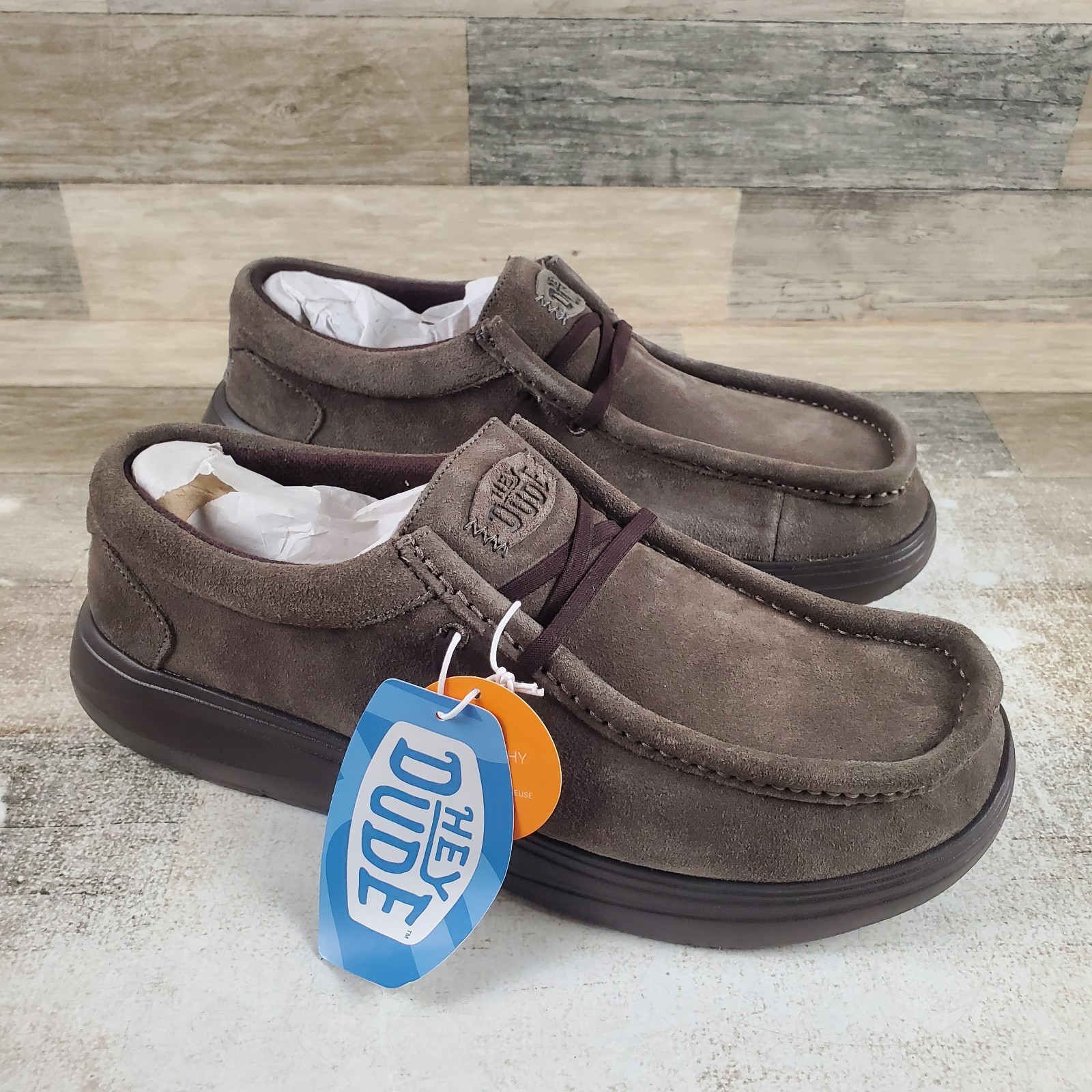 Hey Dude Wally Comf Suede Slip On Shoes Sz 12 Loafers Brown