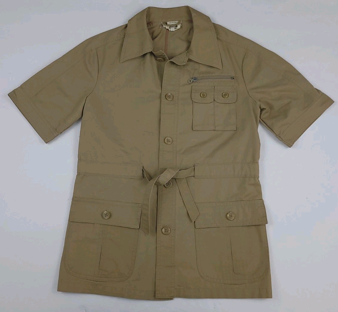 Vintage 70s 80s Members Only Europe Craft Tan Belted Safari Shirt Vtg Rare Worn