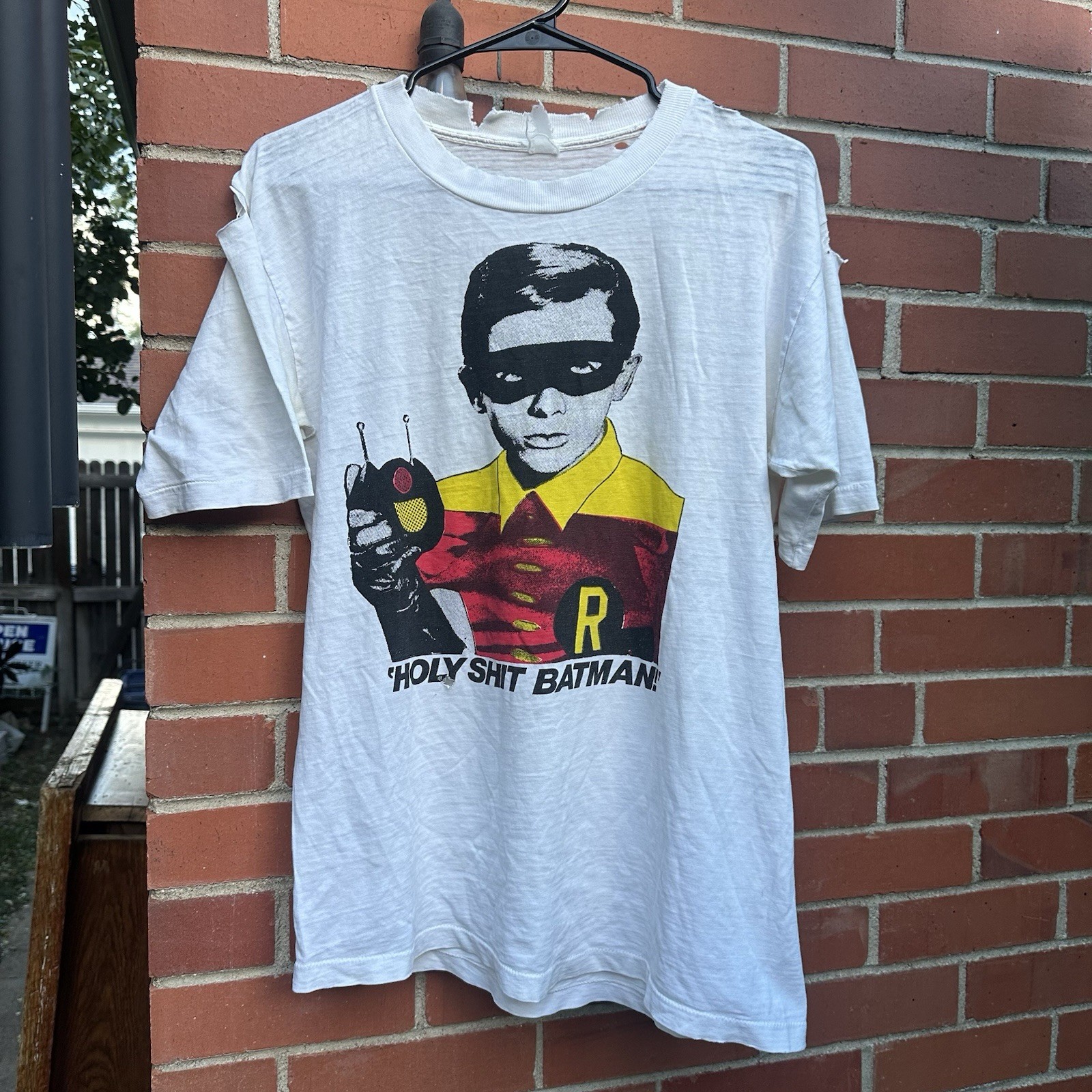 Vintage 80s Holy Sh*t Batman T Shirt Very Rare Distressed Euro Men’s M/L