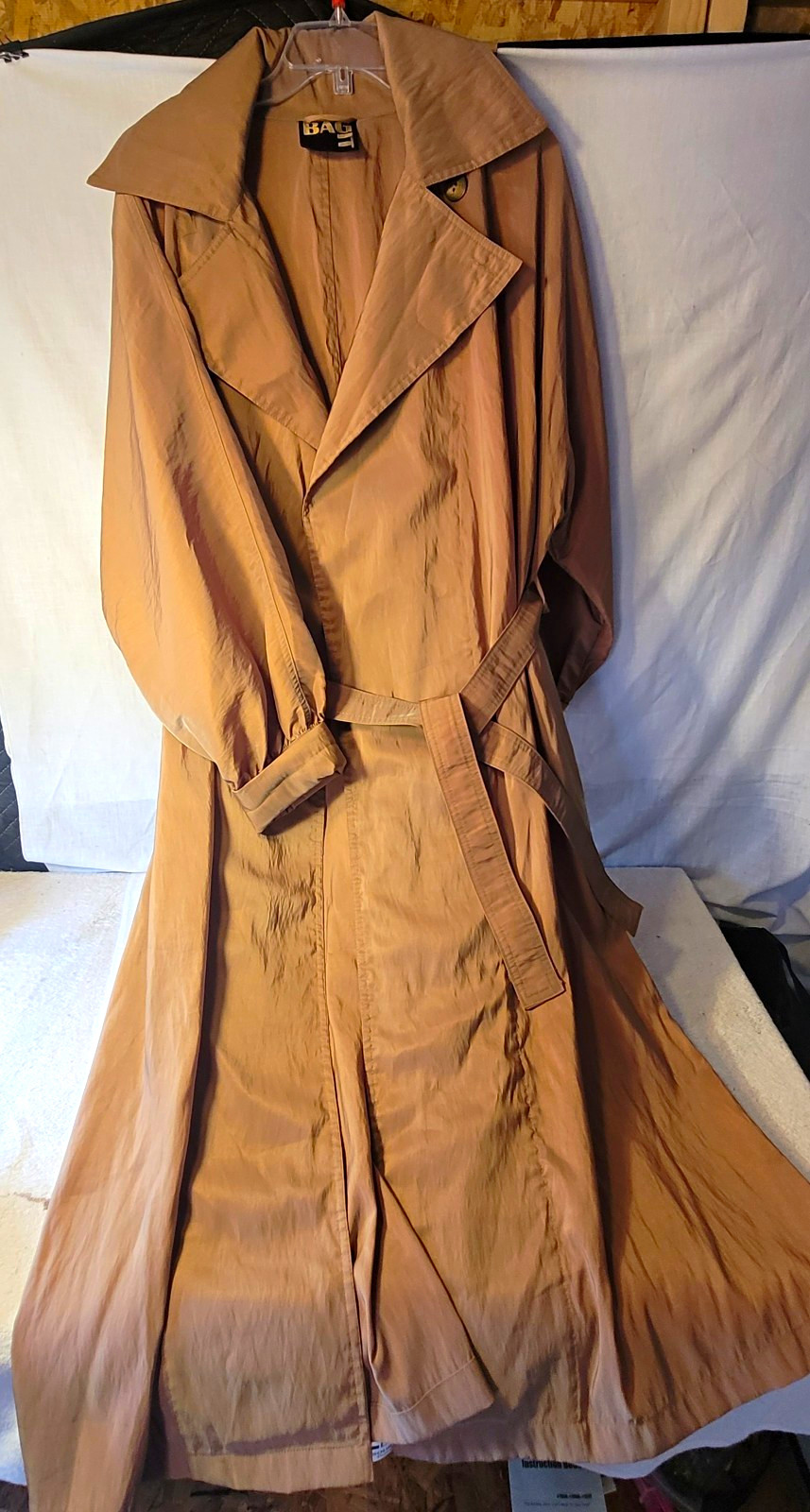 Vintage 80\'s Mycra Pac BagIt Wmn Size S Iridescent Trench Coat Belted Hood 50\