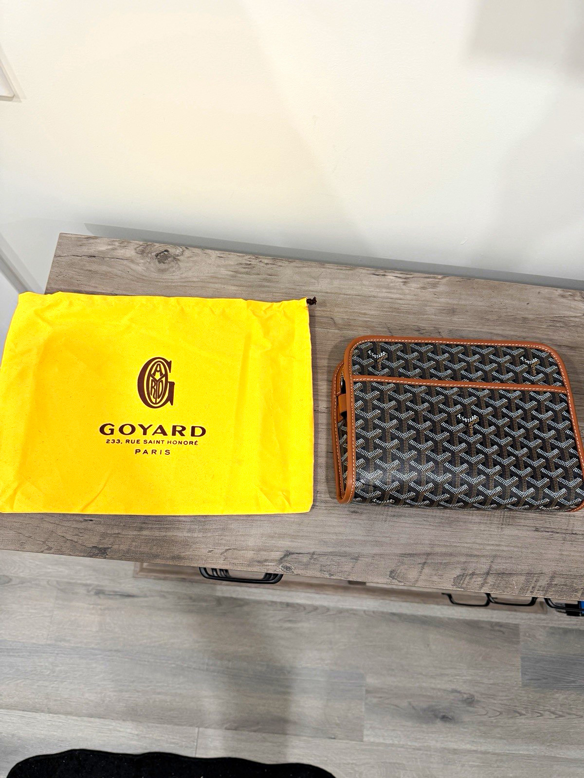 Goyard Monogram Zip Pouch Clutch Black/Brown/White w/ Original Dust Bag