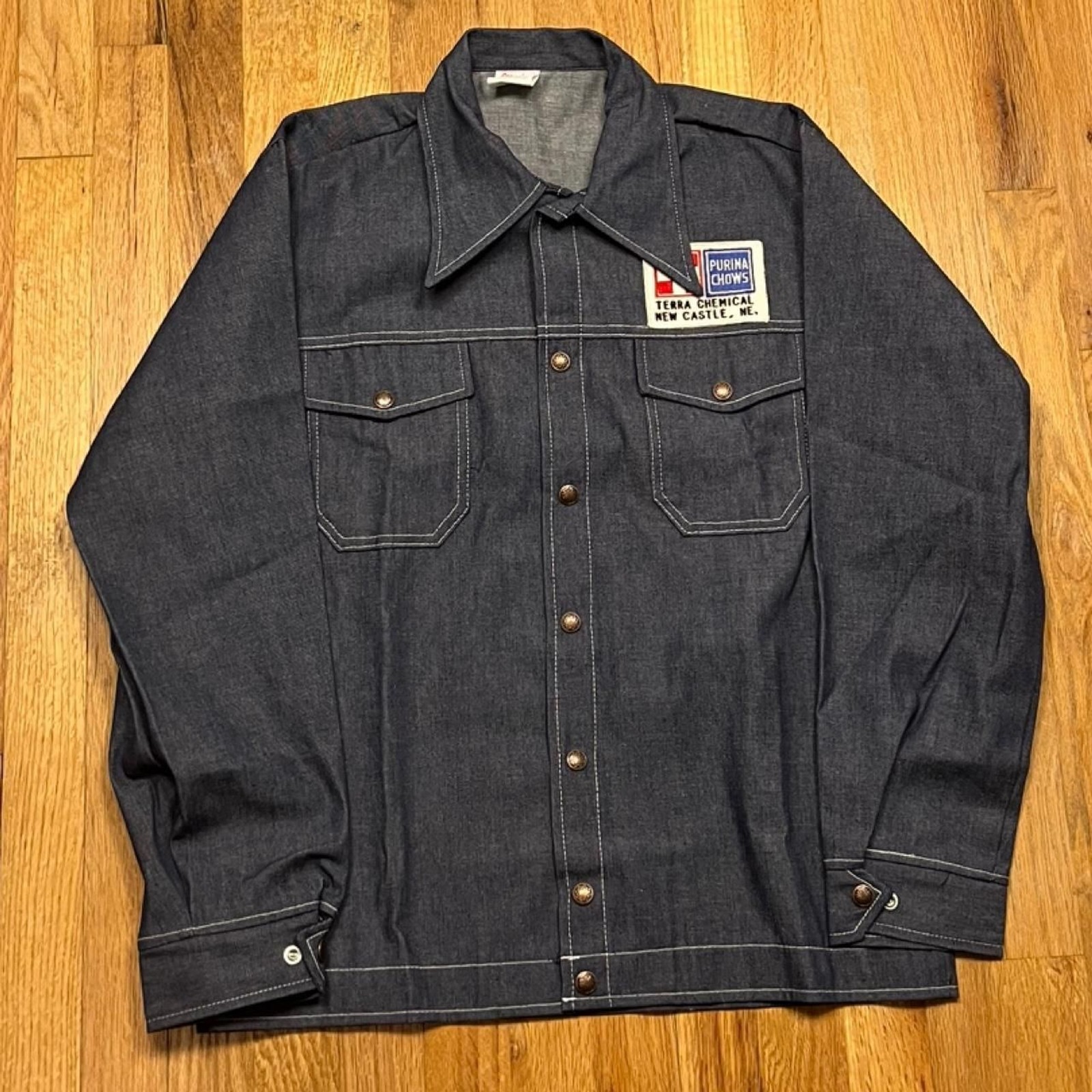 Dead stocl cap n jac Purina uniform 1970s American-vintage Men\'s denim Jacket