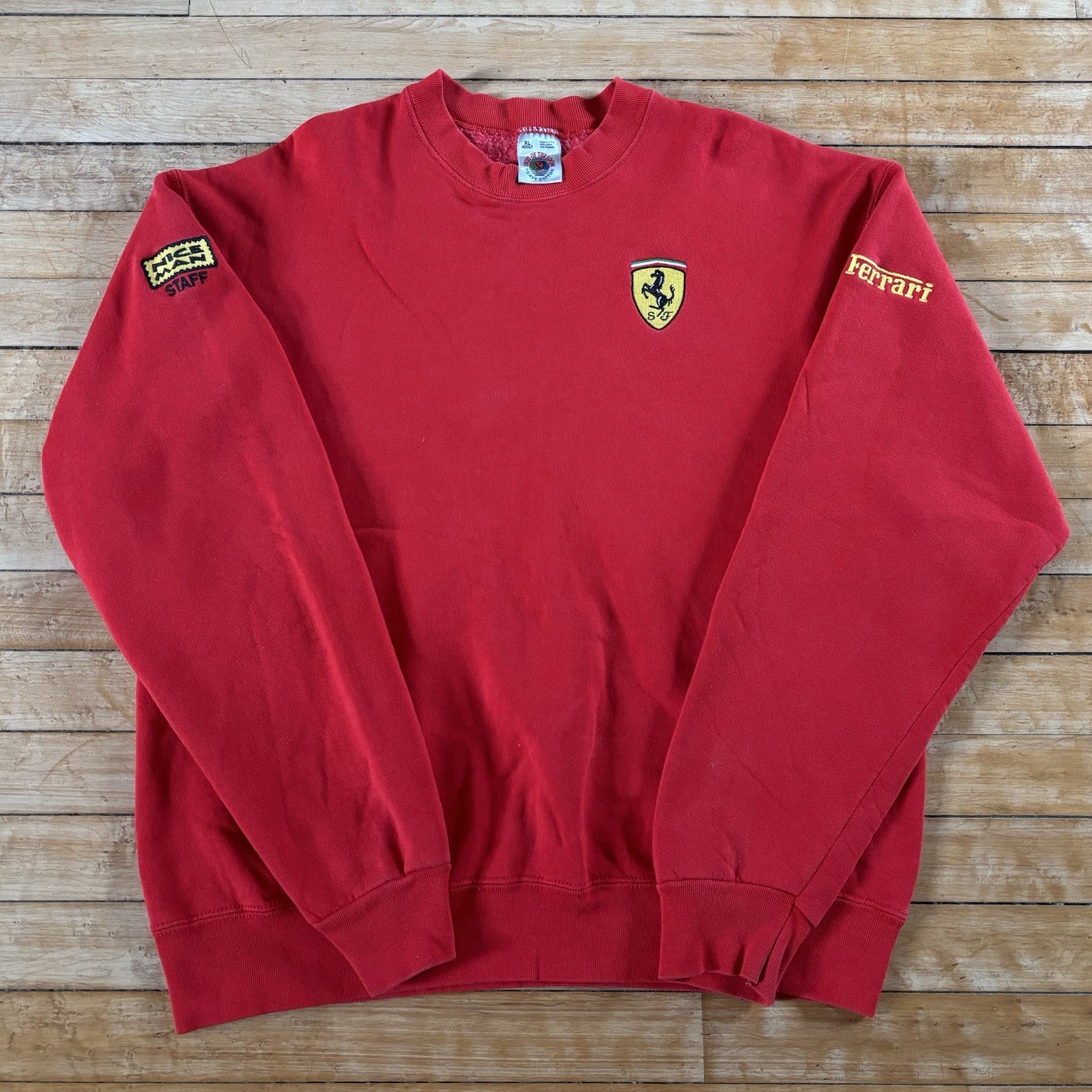 VTG 90s Ferrari Embroidered Staff Crewneck Sweatshirt Adult XL Made In USA RARE