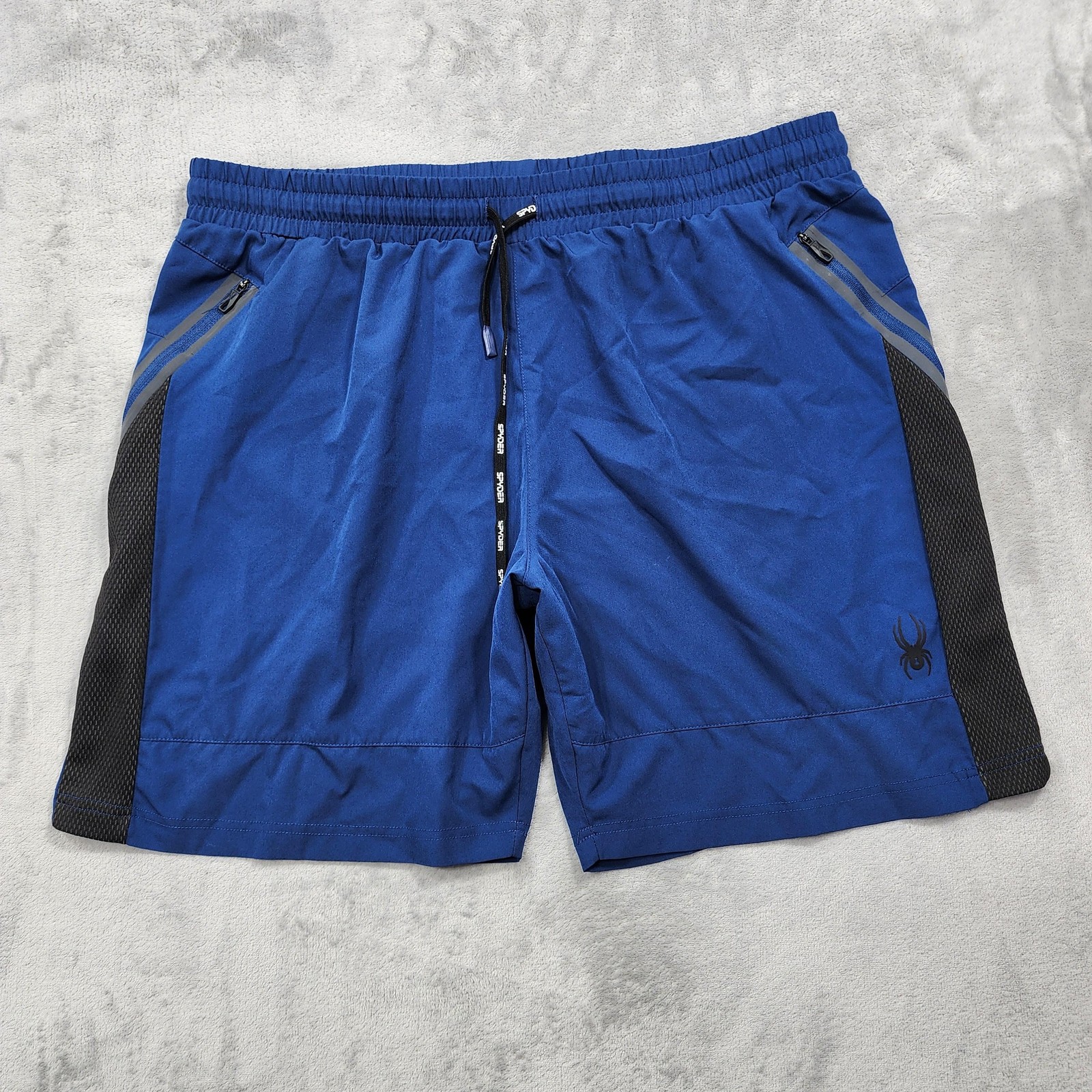Spyder Active Shorts Mens L Blue ProWEB Zip Pocket Athletic Running Gym Training