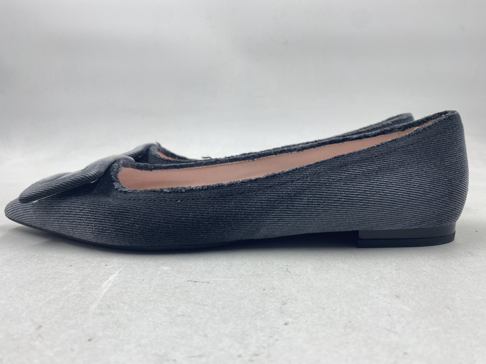 Roger Vivier Belle Vivier Pointed Toe Buckle Flats Gray Denim Size 8