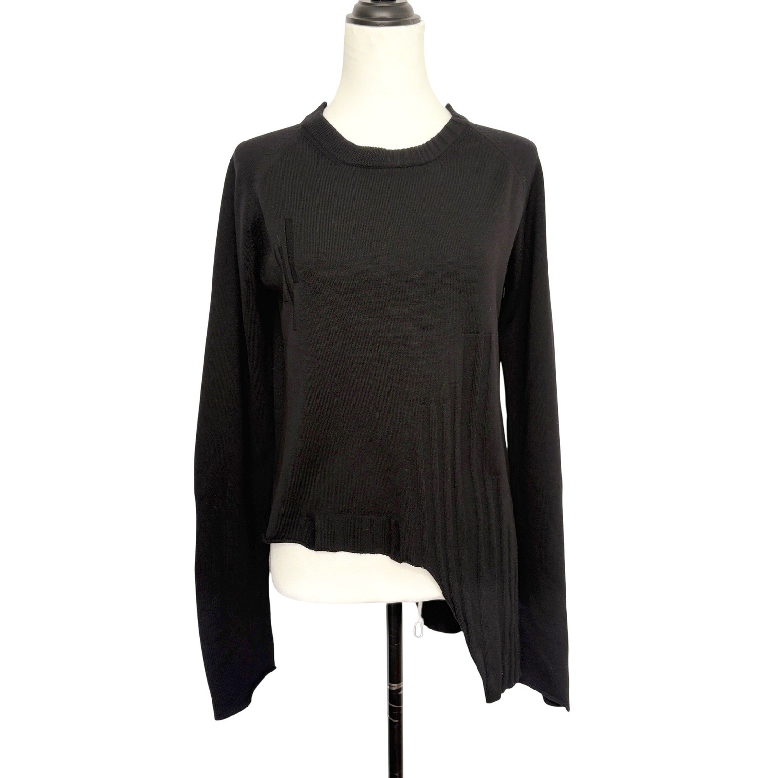SERIEN°UMERICA Black Asymmetrical Wool Knit Sweater Crew Neck M Avant Garde