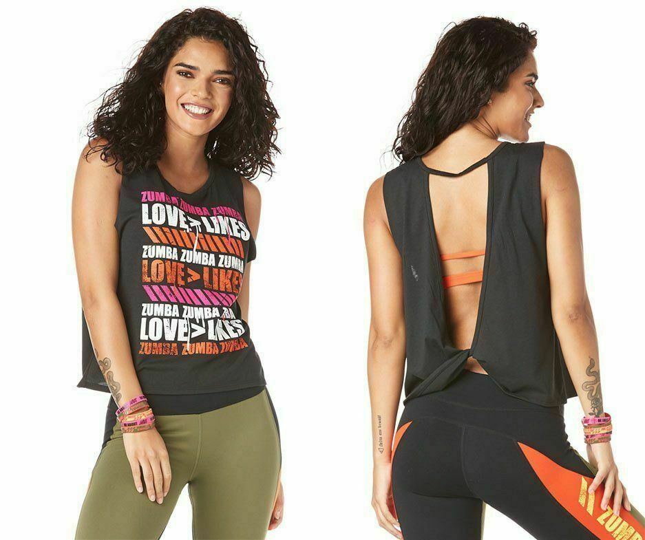 ZUMBA FITNESS Love Over Likes Open Back Tank Top sizes XS,S,M,L,XL (B10)