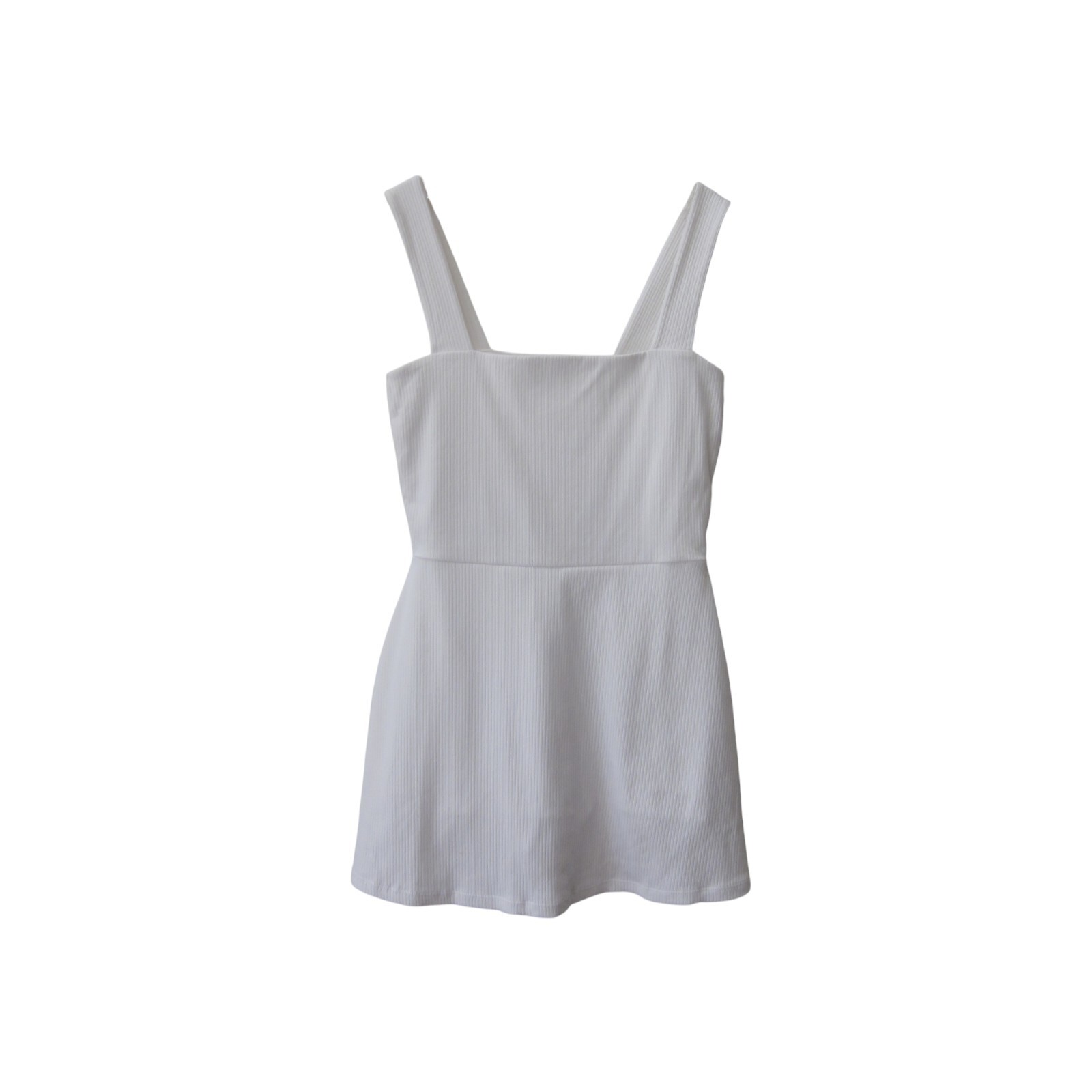 NWT PINK by VICTORIA\'S SECRET White Ribbed Tank Dress Active Romper Sz L