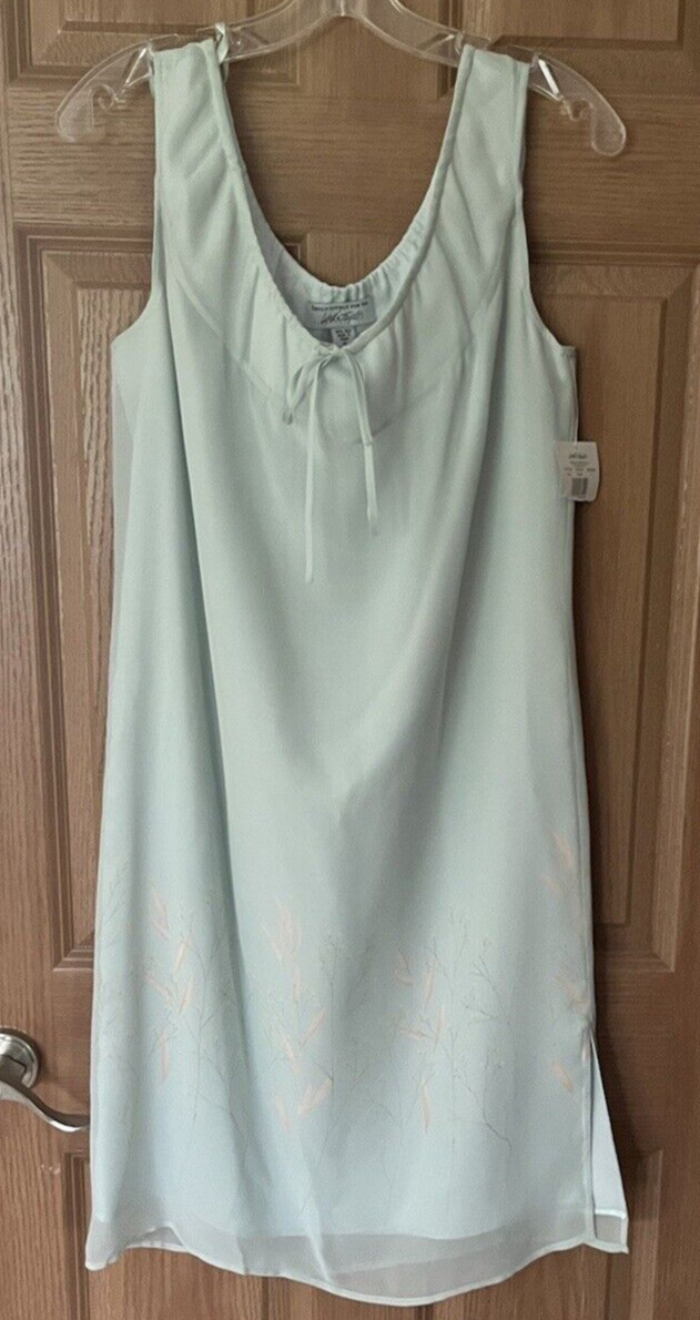 Lord &Taylor Sleeveless Tank Woman\'s Blue 100% Silk Dress Sz 10 Leaves NWT