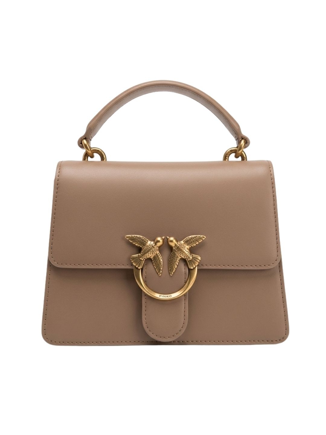 Pinko Women\'s Beige Love One Leather Top Handle Bag