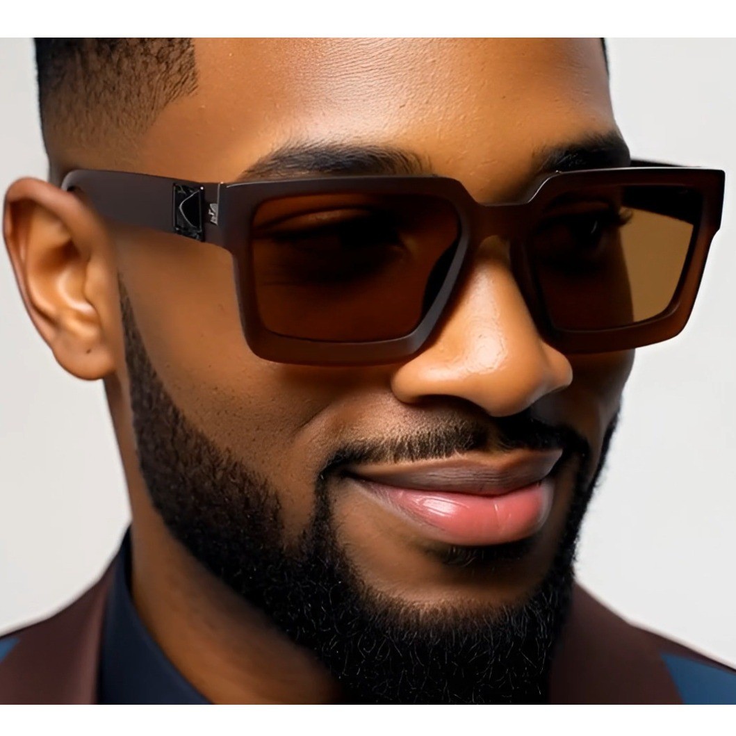 Men\'s Oversized Square Sunglasses Brown Tinted Lenses Bold Frame Style Lentes