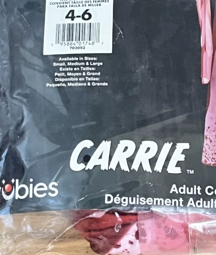 Carrie Bloody Horror Movie Dress Costume Adult Small 4-6 Halloween Rubies Red