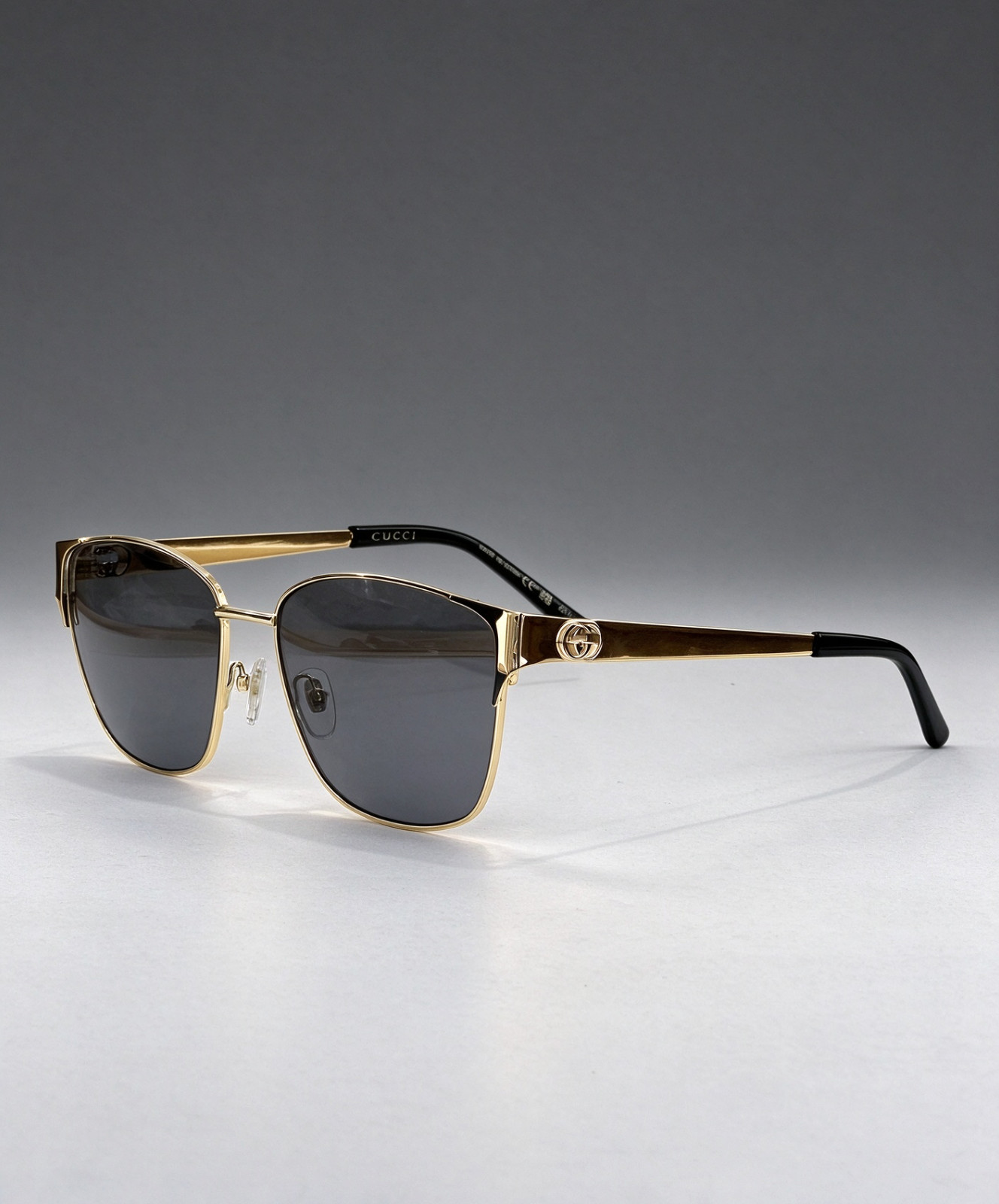 GUCCI GG2198SA Square Sunglasses 59□16-145 Gold Metal Frame Dark Grey Lens