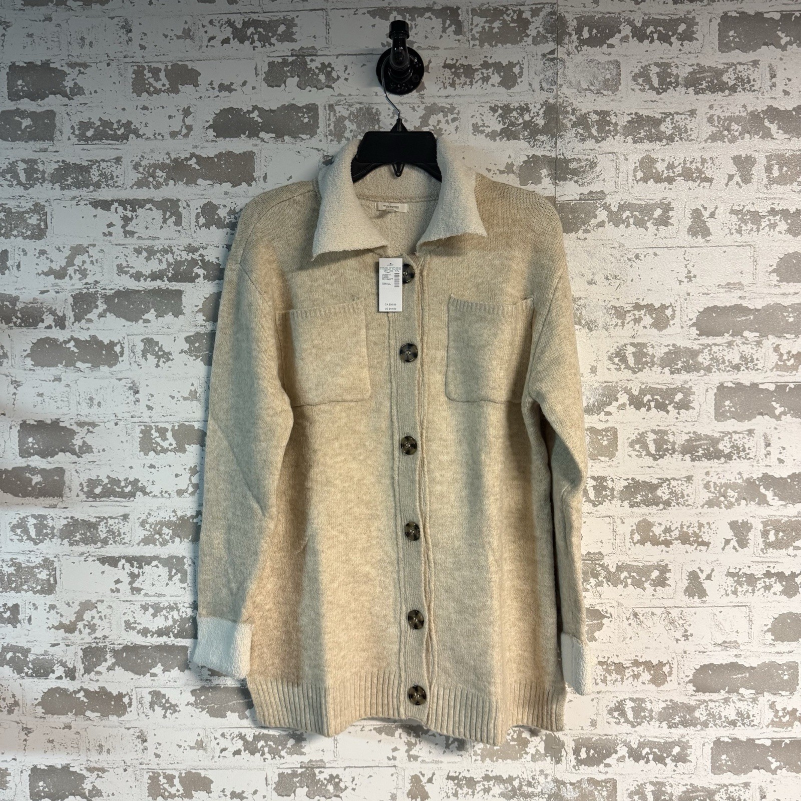 NEW - Maurices - Beige Button Down Knit Cardigan - Small