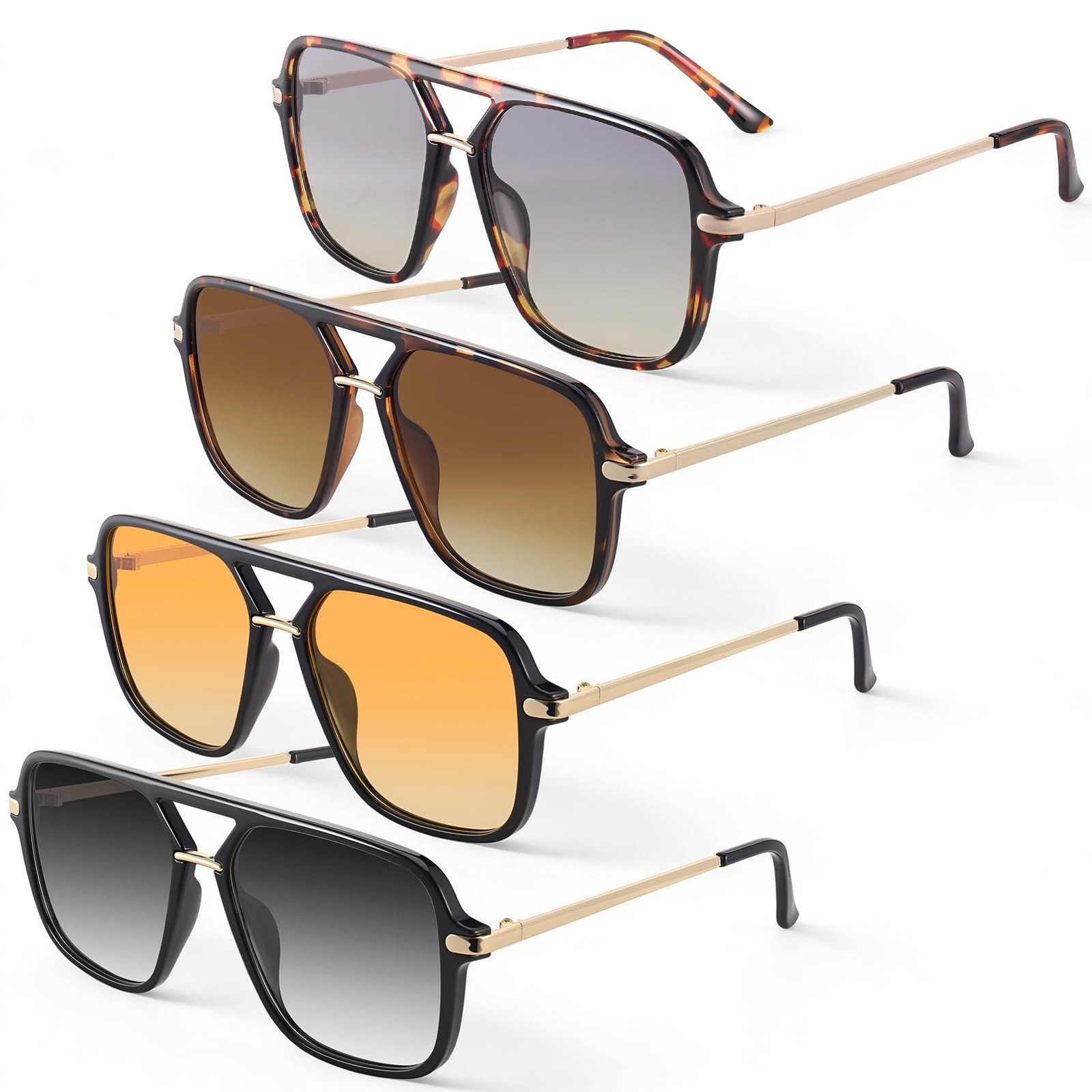 JATEBI 4 Packs Retro Sunglasses for Women Men, One size fits most, Multi