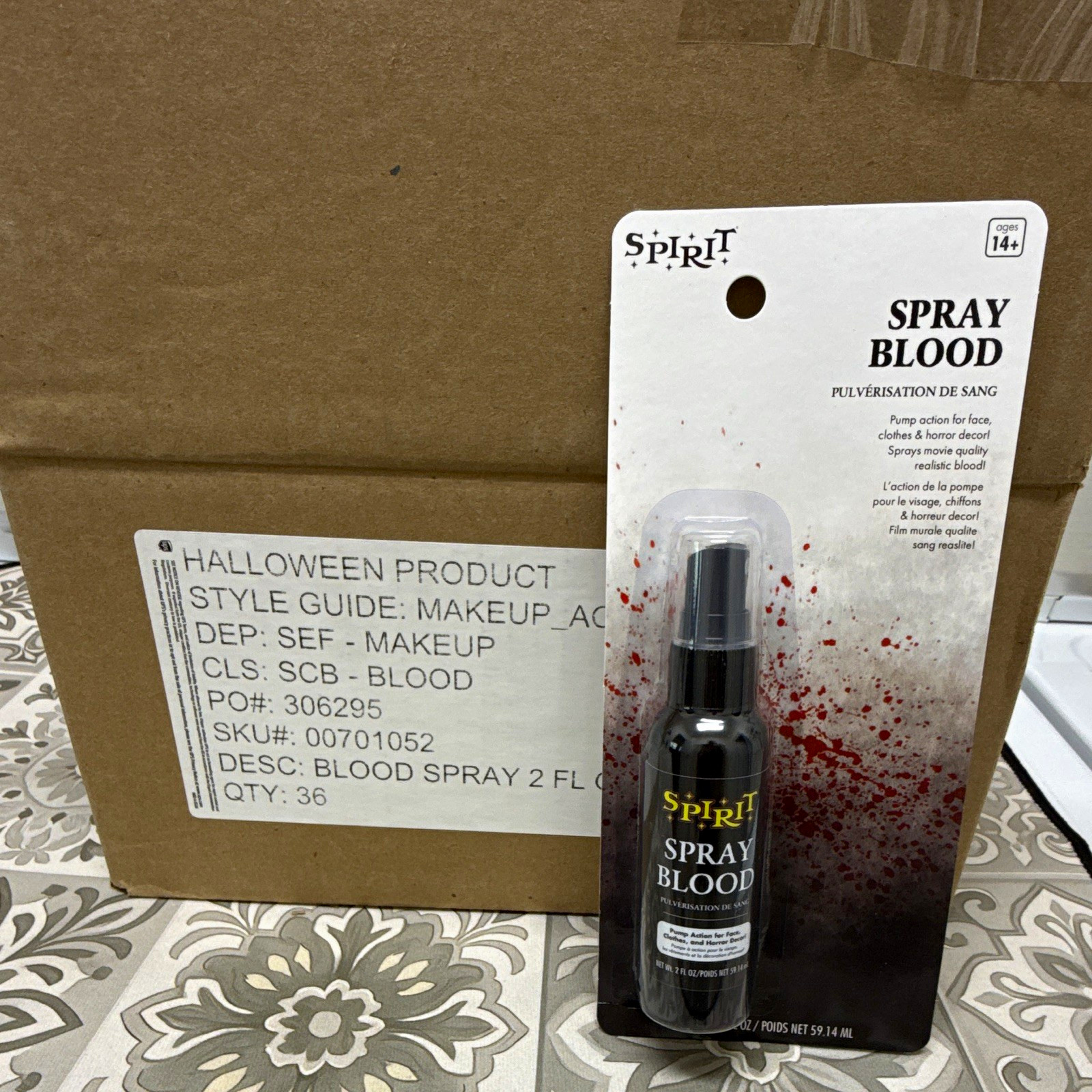 Spirit Halloween Spray Blood, Black, 2 fl oz WHOLESALE LOT OF 36 packs