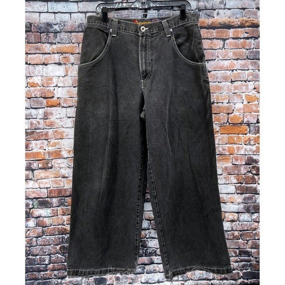 Vintage JNCO Jeans 34x30 Wide Leg Skater Y2K Goth Grunge Faded Black Crown Denim