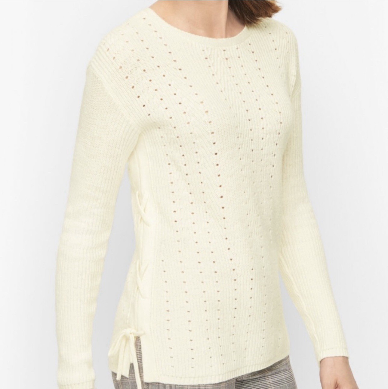 NWT Talbots Womens Petite Pointelle Eyelet Detail Pullover Sweater XLP Cotton