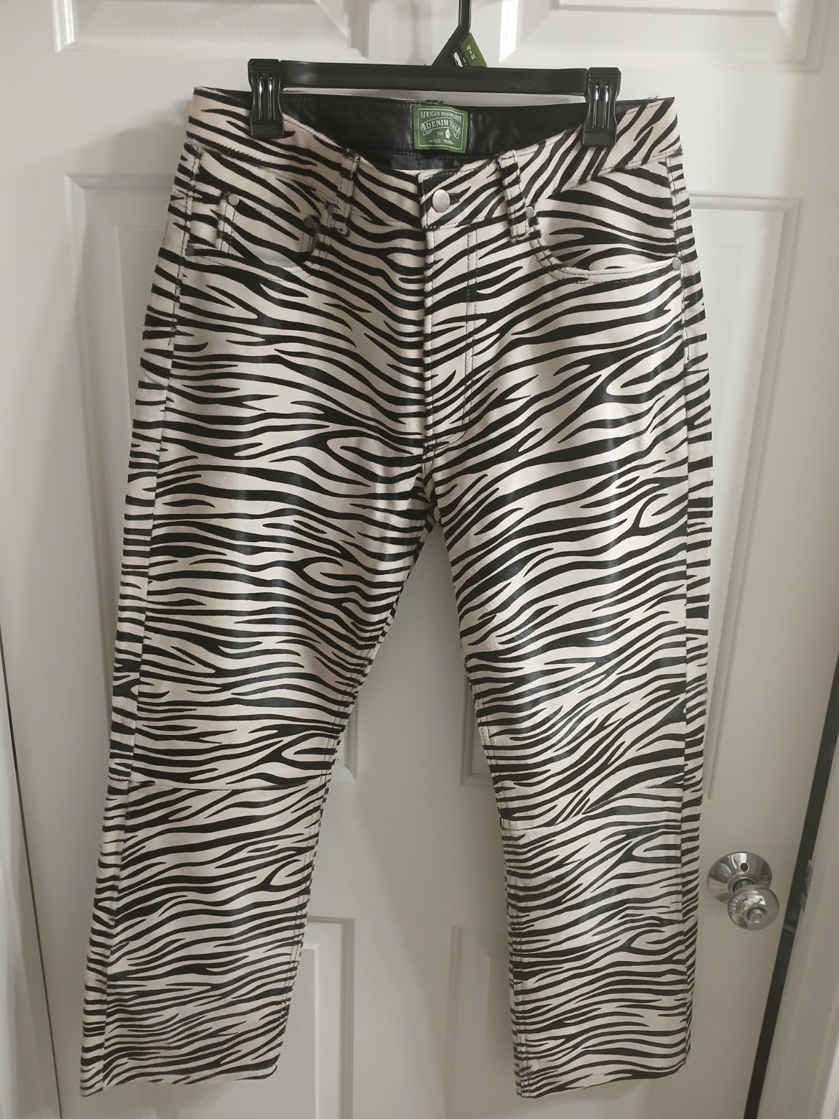 DENIM TEARS Leather Zebra Print Pants Size L Huge discount