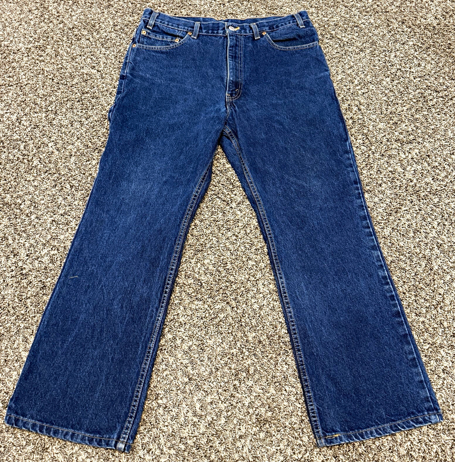 Vintage Levi\'s 517 Bootcut Jeans Mens 36x32 Made in USA Dark Wash Red Tab Blue