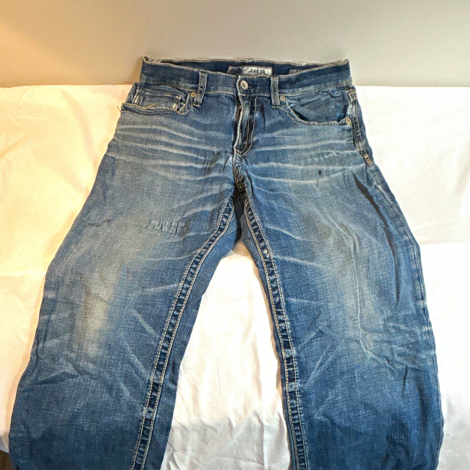 BKE Denim Jake Bootleg Men\'s Regular Bootcut Blue Cotton Jeans Medium Wash 34x29