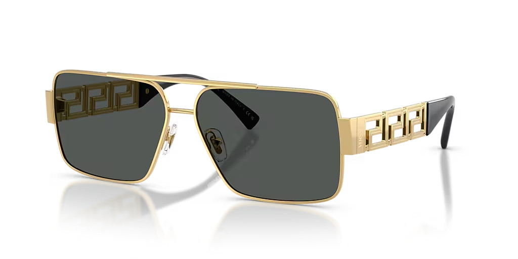 Versace Sunglasses VE2290 100287 61mm Gold Frame / Dark Grey Lens NEW
