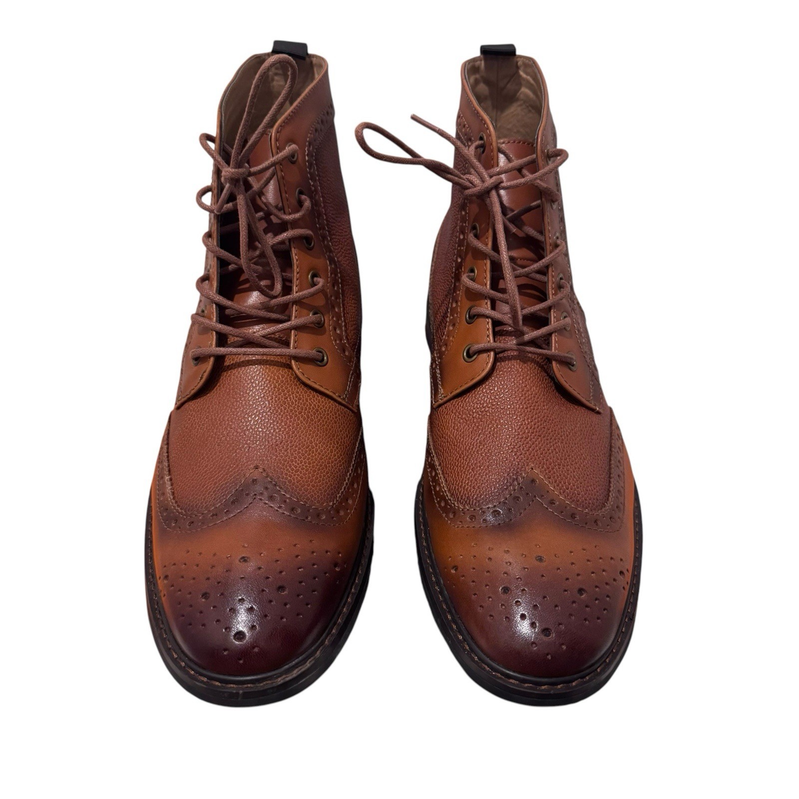 La Milano Birmingham Men\'s 13 D Tan Wingtip Brogue Lace-Up Ankle Boots B521127