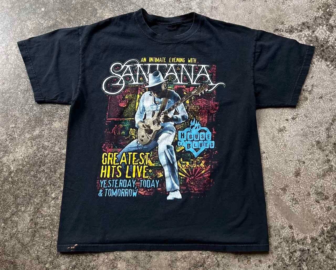 Vtg Santanaaaa Band Gift For Fans Cotton Black All Size T Shirt For Men UR133