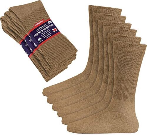 5~20 Dozens Wholesale Men Women Diabetic Crew Socks Khaki Size 9-11 10-13 13-15