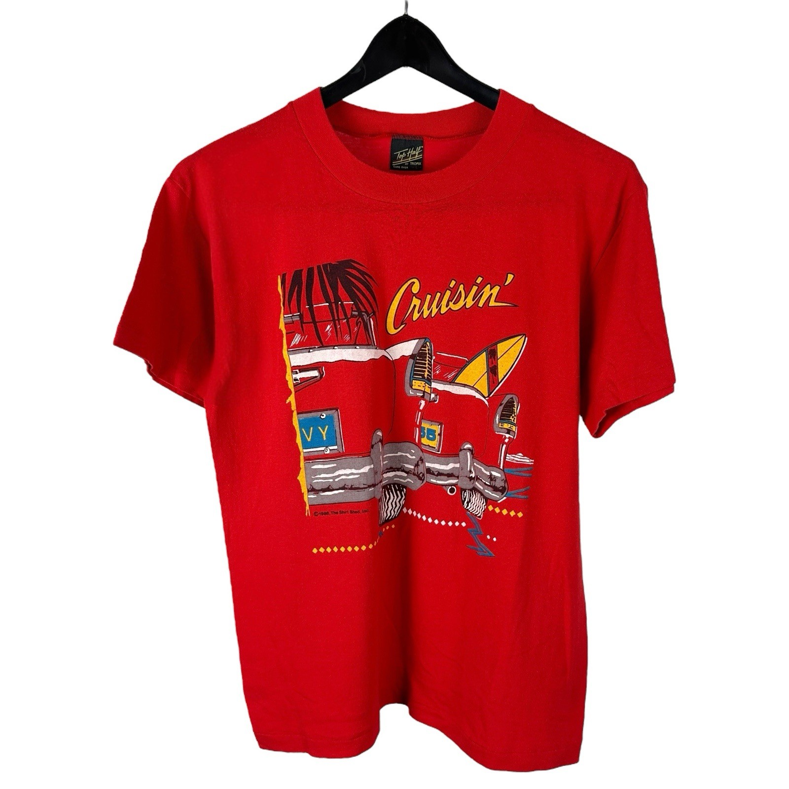 Vintage 1986 Crusin Thunderbird Surf Car Enthusiasts Graphic Shirt Size L