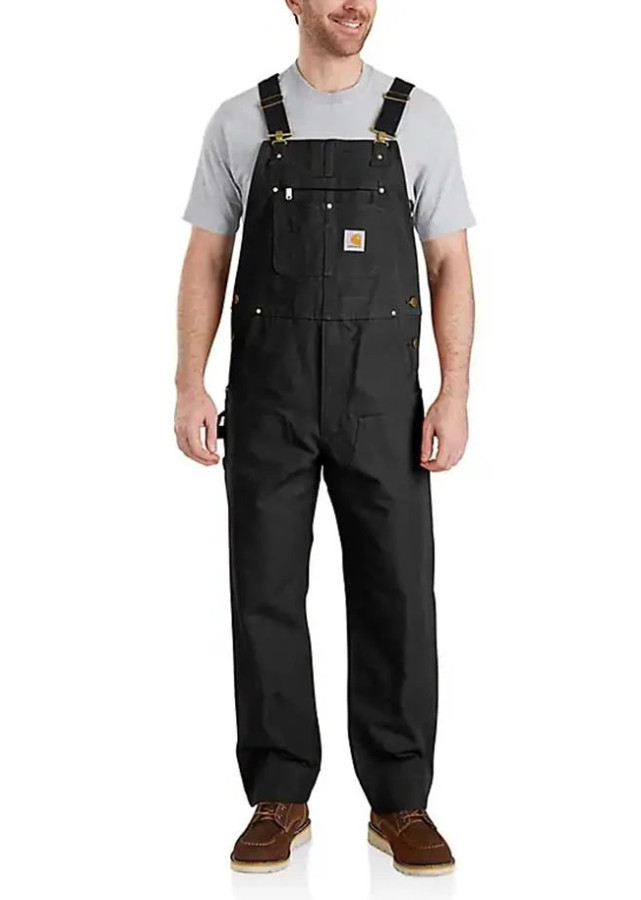 Carhartt R01 Men's Black Relaxed Fit Duck Bib Overalls Workwear