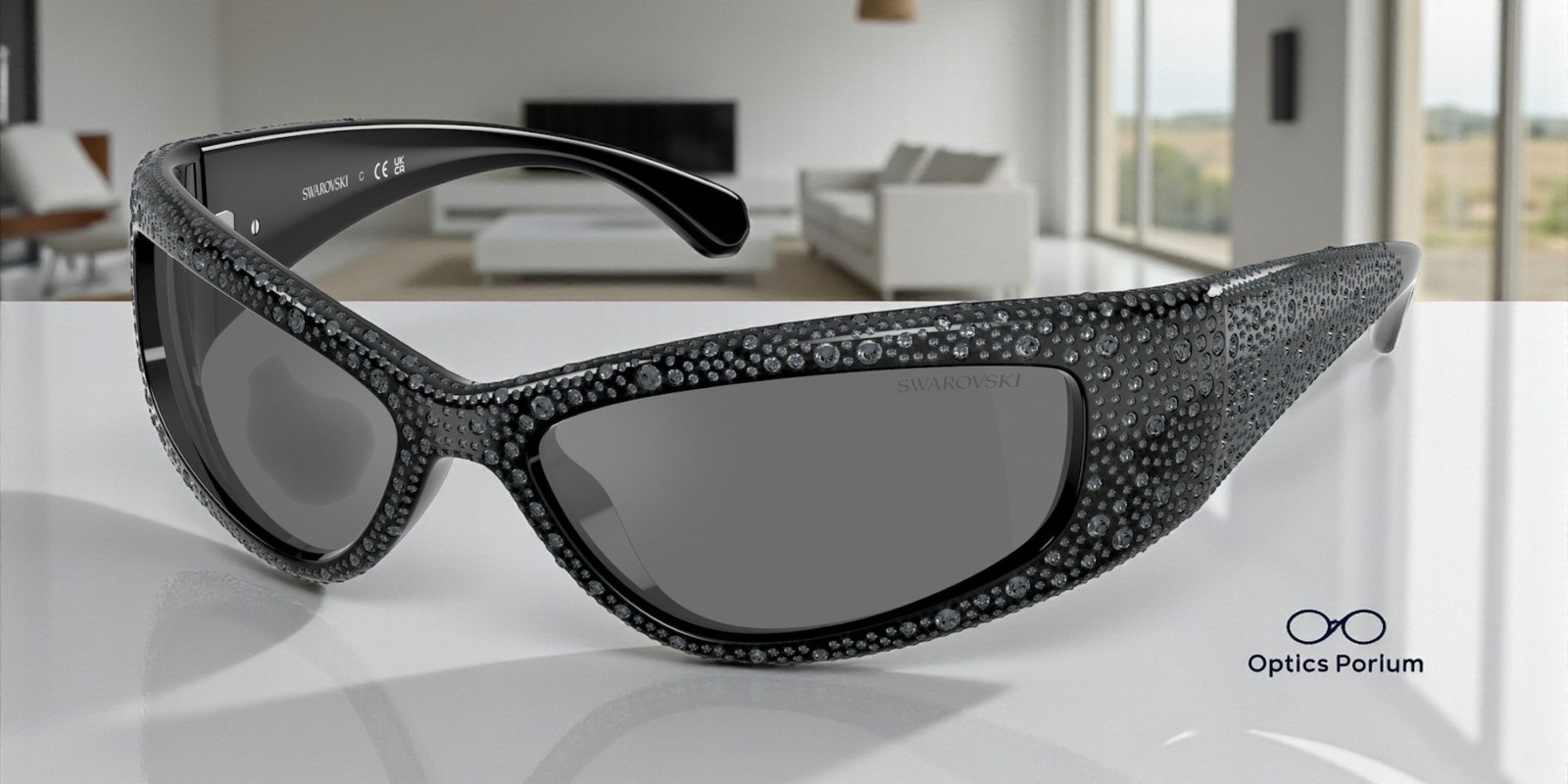 SWAROVSKI SK6027 10326G Black Grey Mirror Black 60 mm Women\'s Sunglasses