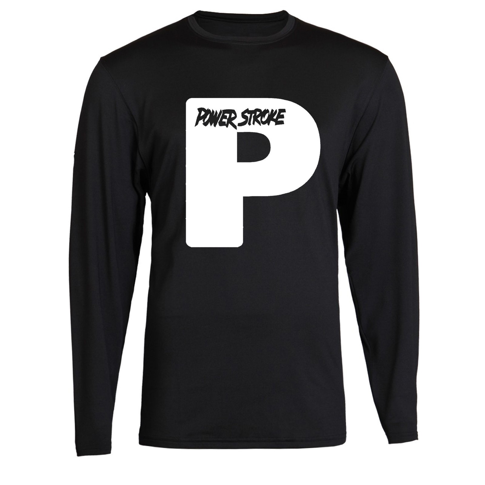 White Powerstroke P Design T-Shirt Unisex Black Color Front S - 2XL Long Sleeve