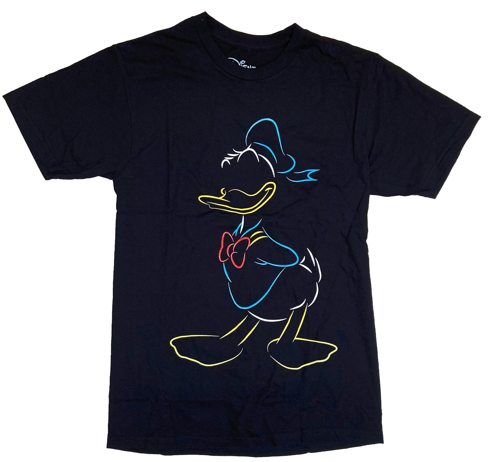Disney Donald Duck Line Pop Men\'s Black T-Shirt New