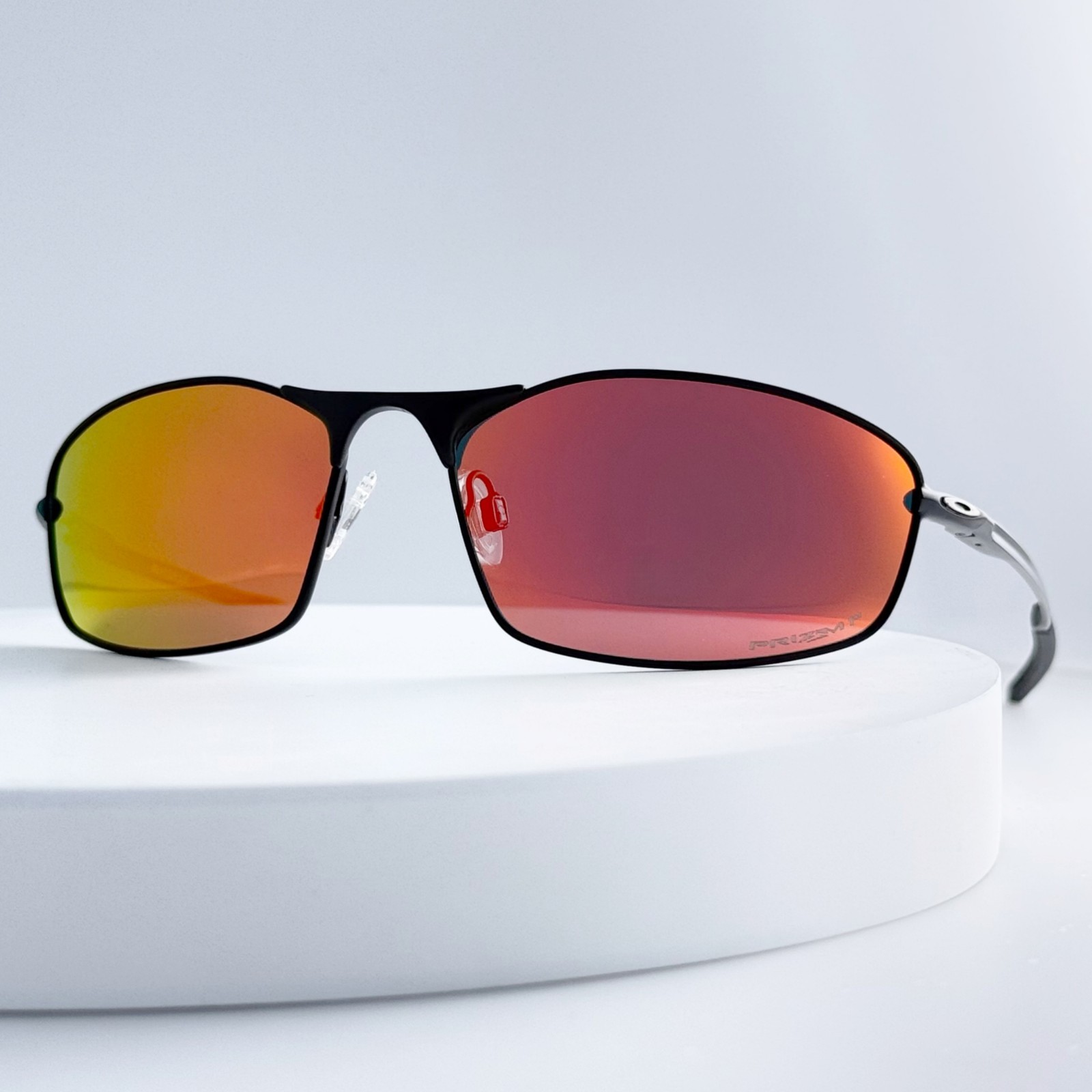 Oakley Whisker OO4141 Polarized Sunglasses Black Frame Ruby Iridium Lens