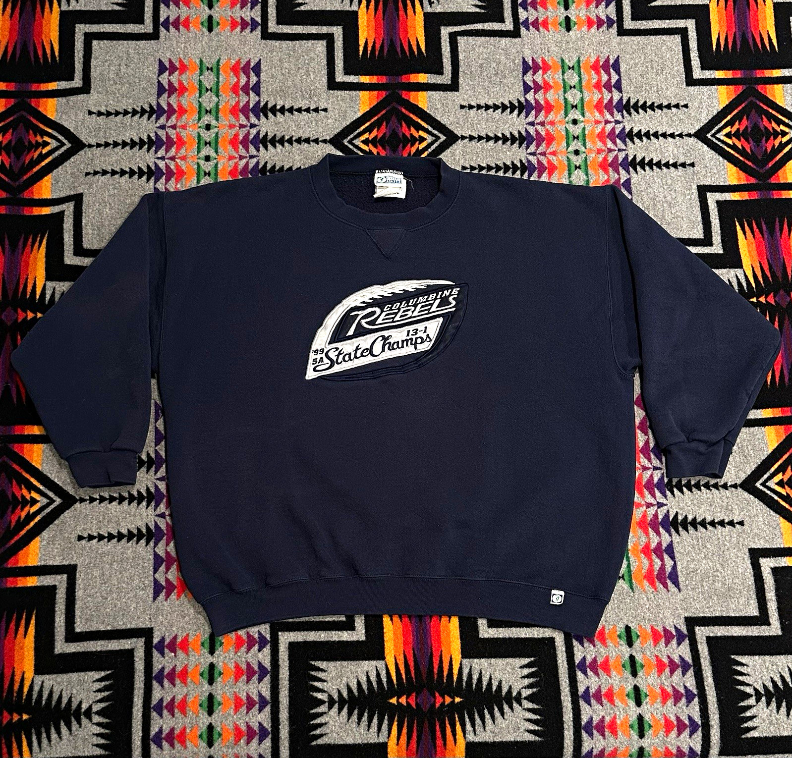 Vintage 1999 Columbine Rebels State Champs Men’s 2XL Navy Crewneck Fleece