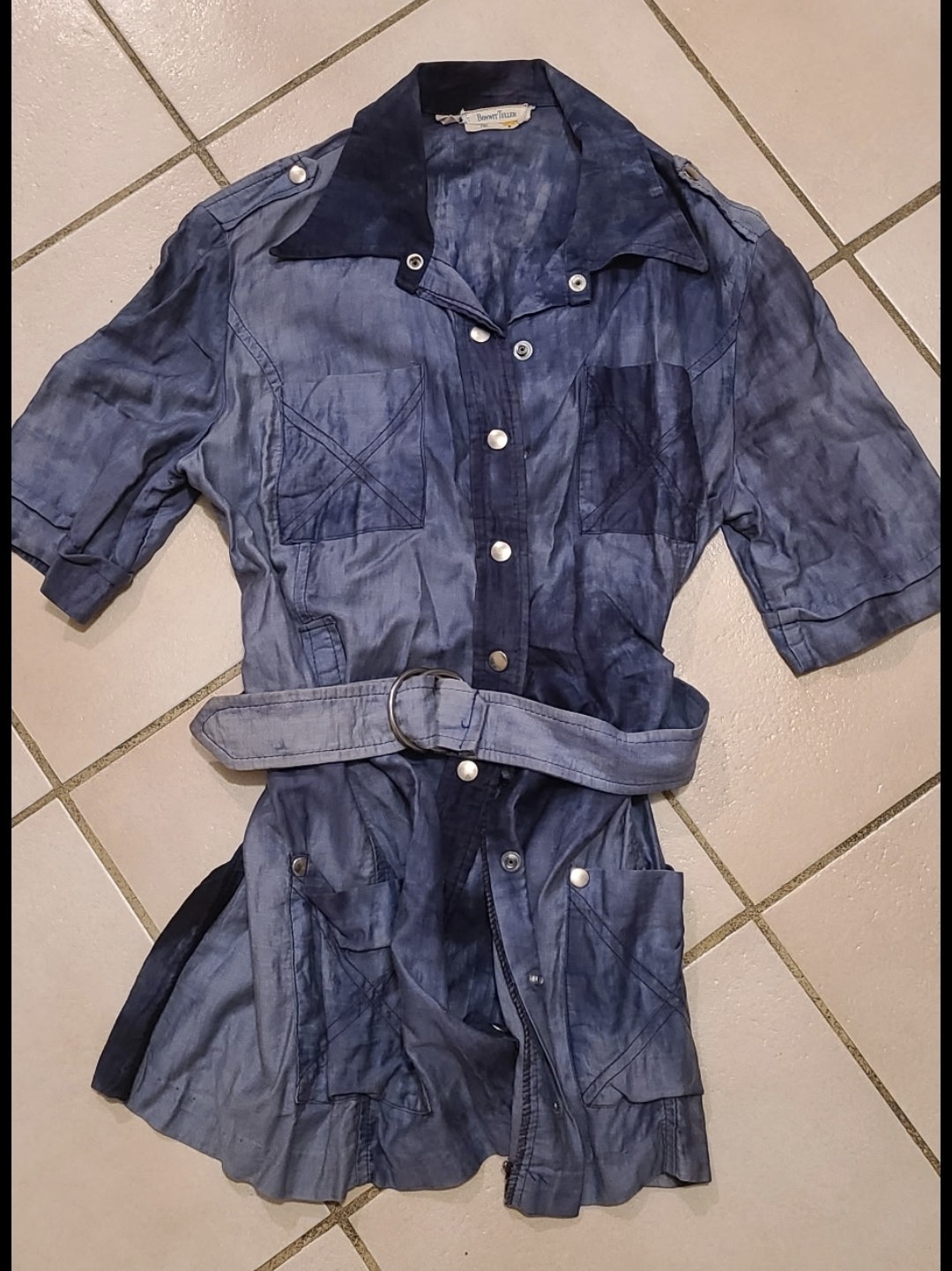 Vintage 1950s 1960s Bonwit Teller Button down Denim Shirt w Buckle Made in NYC
