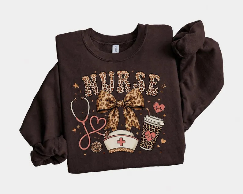 Leopard Nurse Sweatshirt Cute Nurse Shirt Nurse Life RN Student Gift
