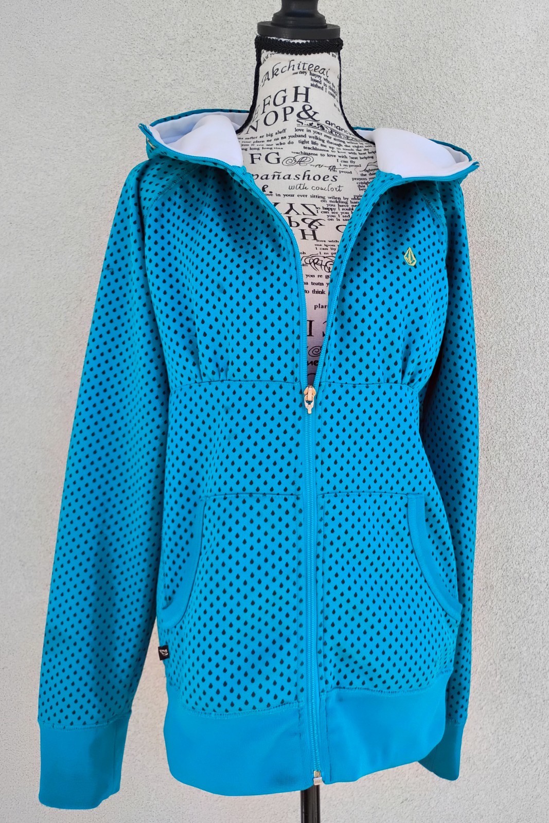 Volcom Stone Dot Hydro Zip Aqua Turquoise Fleece Hoodie Full Zip Women\'s