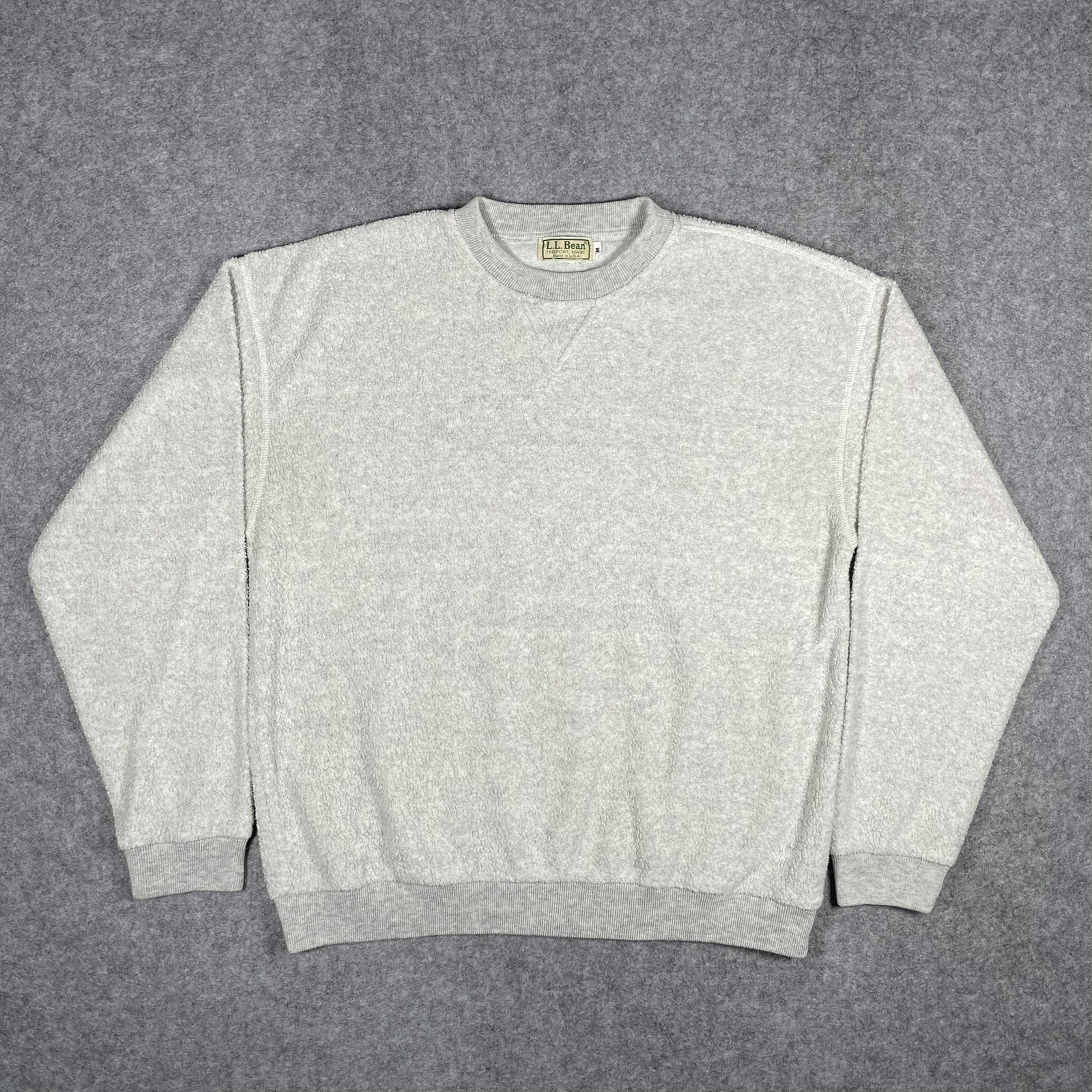 Vtg 80s LL Bean Reverse Terry Cloth Crewneck Sweatshirt USA Mens M Heather Gray