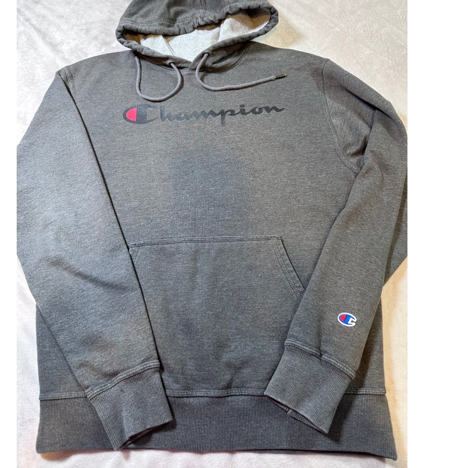 Champion Mens Authentic Athleticwear Hoodie Charcoal Grey Script Logo GF89H M