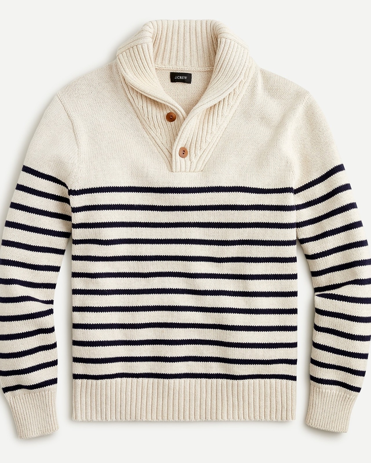 New J CREW Mens Cotton Shawl Collar Sweater in Stripe Sz M