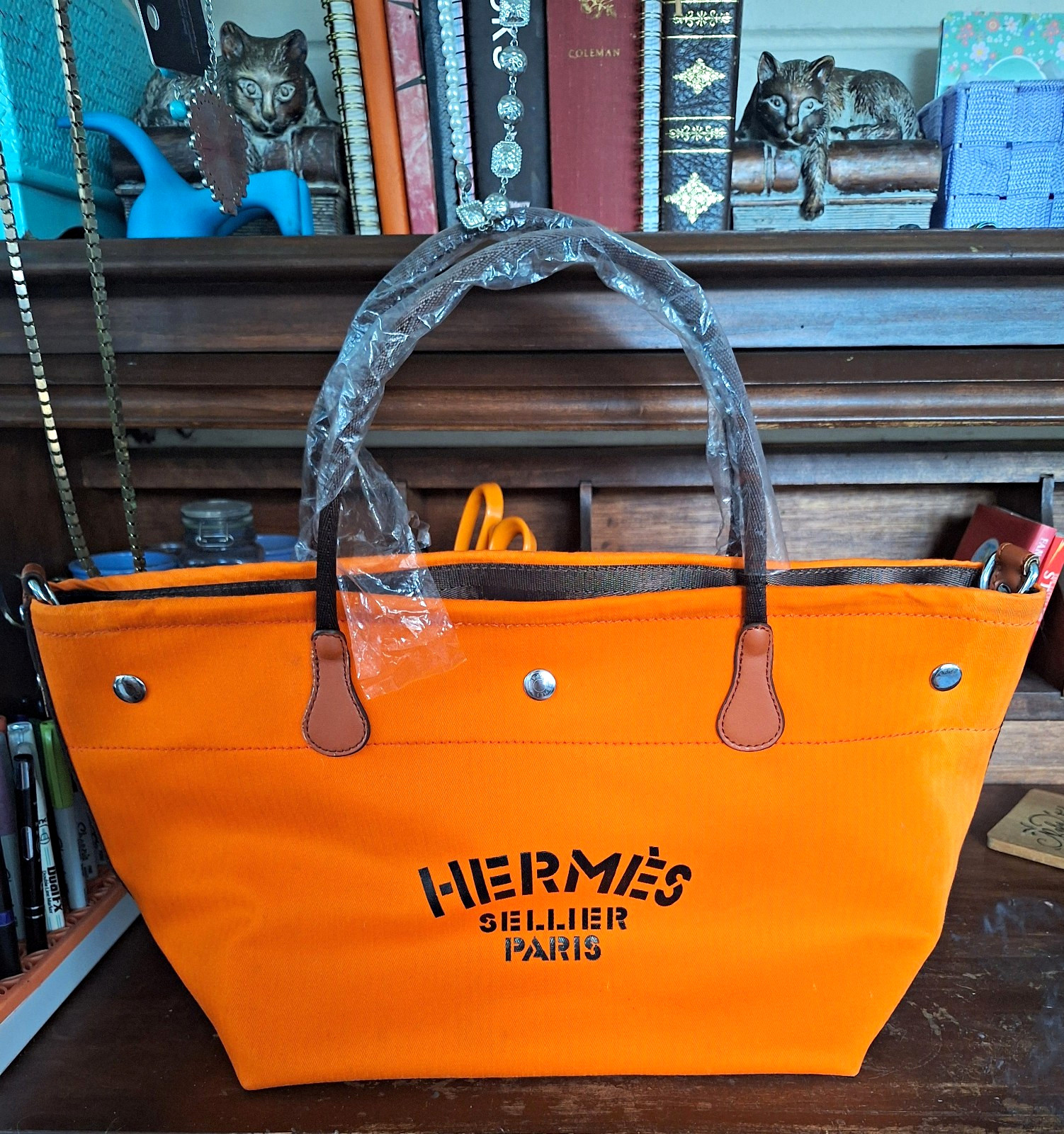 HERMÈS Sellier Paris Orange Medium Tote w/ Detachable Strap & Coin Purse