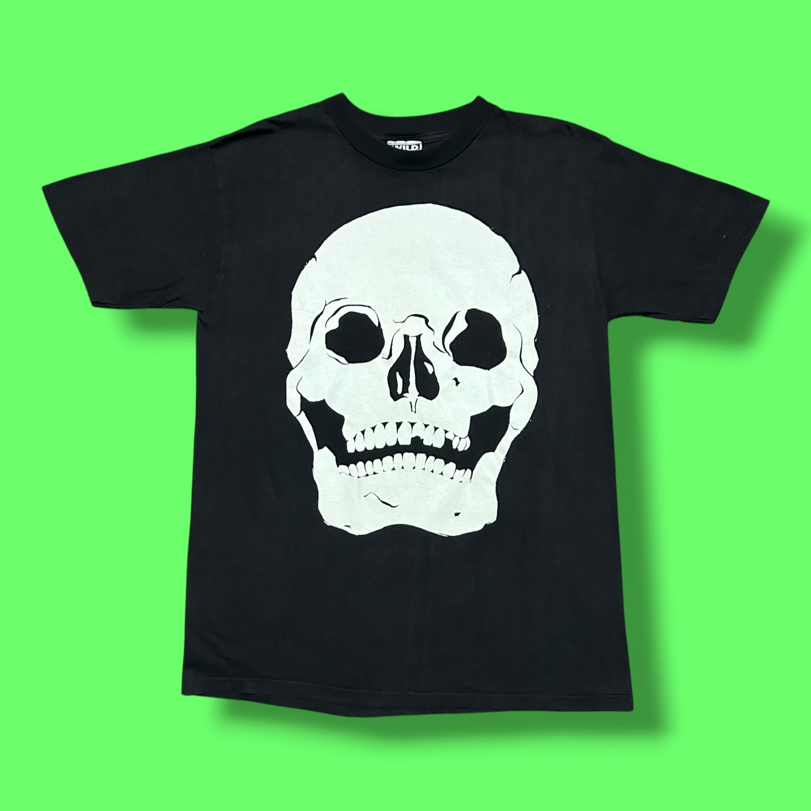 Vtg Skull Shirt 90s Black Tee Rattle My Bones Glow in the Dark Mens Large Cotton
