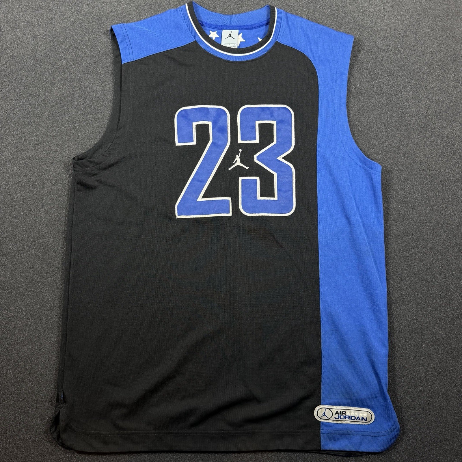 2000\'s AIR JORDAN Jersey 23 Jumpman Basketball Blue Black Vintage Mens SIZE XL
