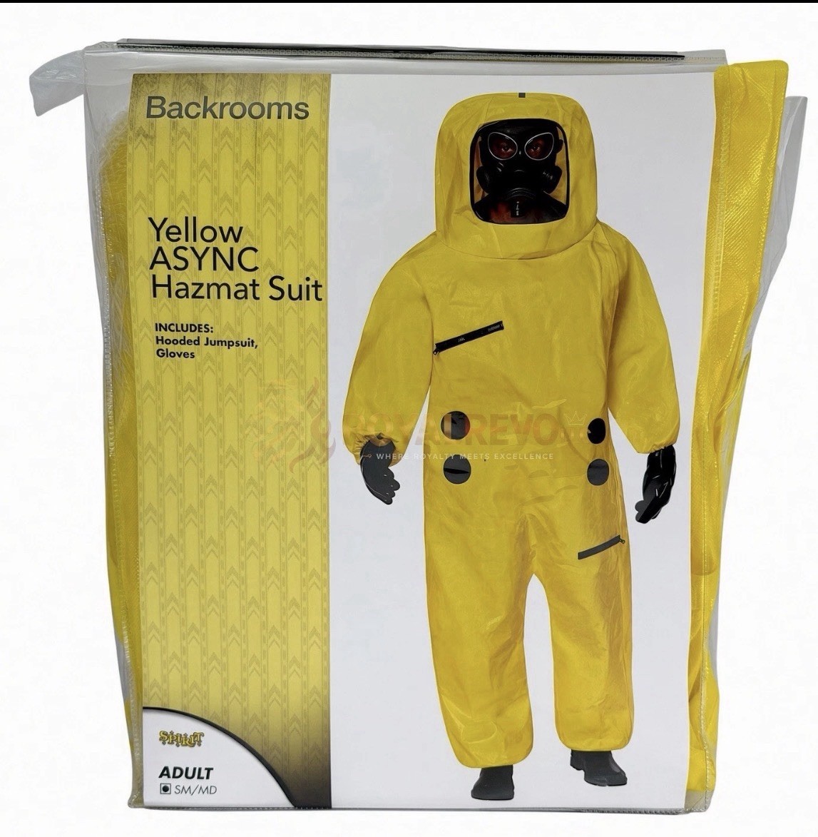 05133244 Spirit Halloween Adult Yellow Async Hazmat Suit Backrooms Size S/M