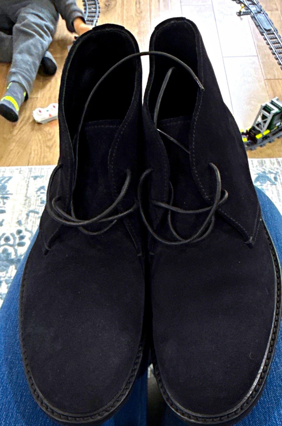 Giorgio Armani Men’s Black Leather Chukka Ankle Boots Lace-Up Round Toe 10.5