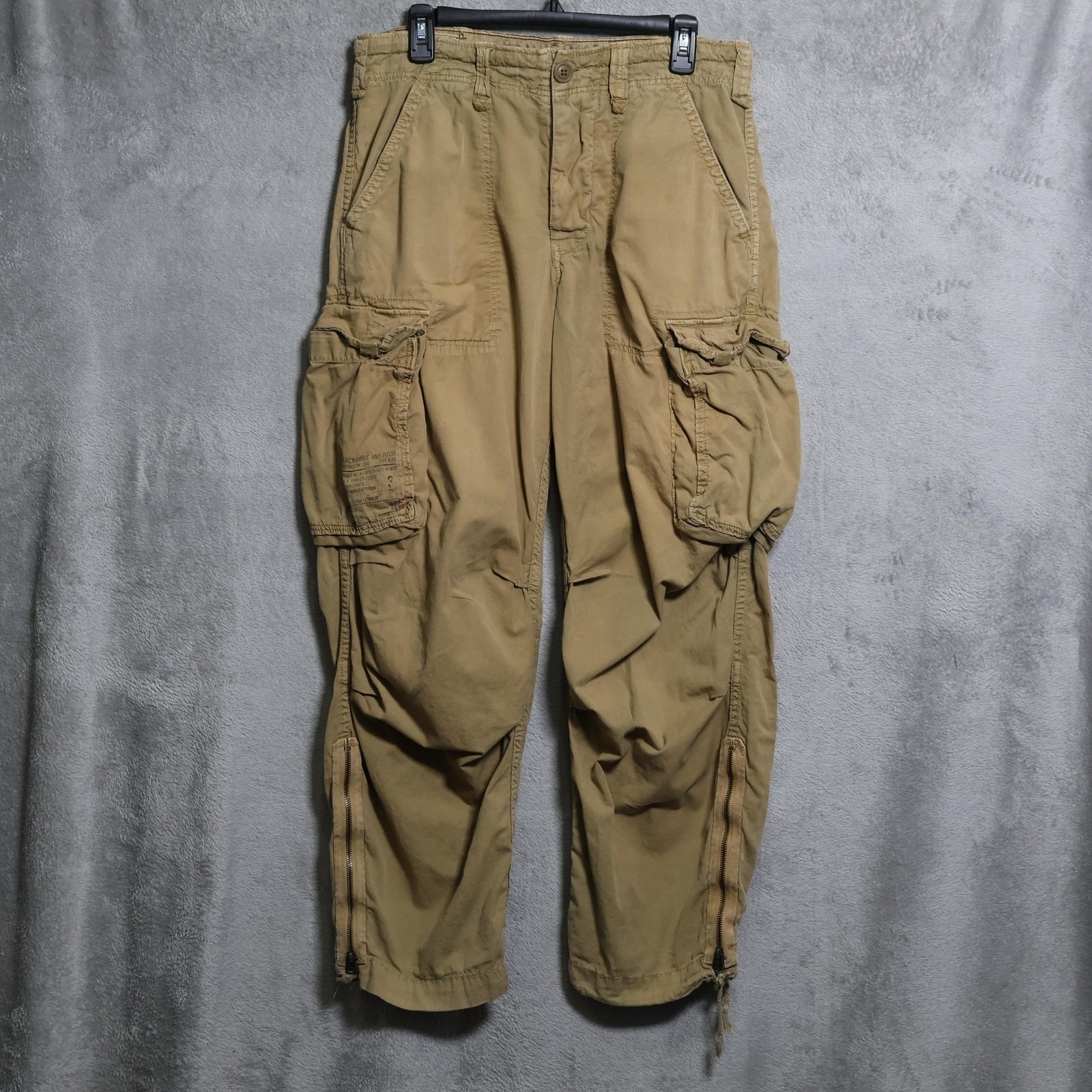 Vintage Abercrombie & Fitch Cargo Pants Mens Small Beige Military Paratrooper