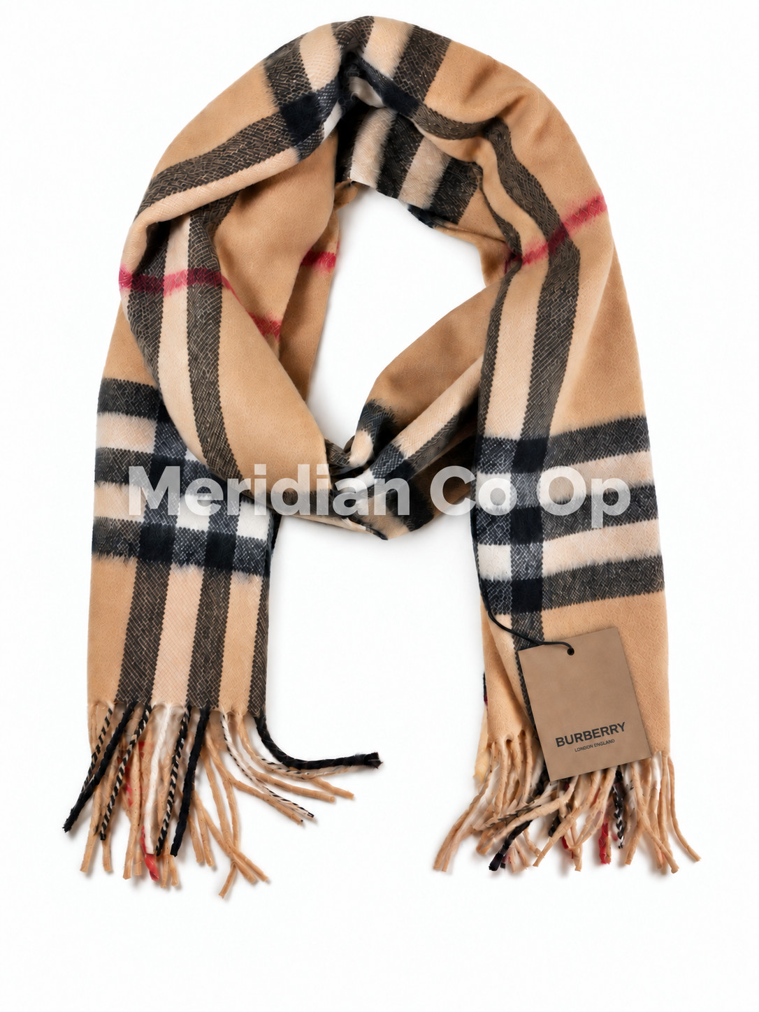 Burberry Classic Check Camel 100% Cashmere Scarf Made in Scotland Authentic